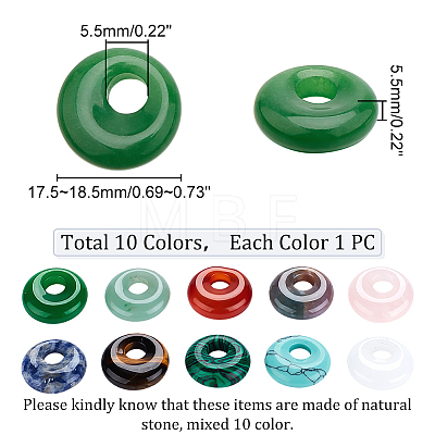  10Pcs 10 Styles Natural & Synthetic Gemstone Pendants G-NB0003-90-1