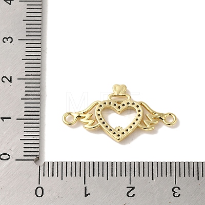 Rack Plating Brass Micro Pave Cubic Zirconia Connector Charms KK-P267-22G-1