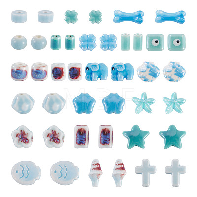 42Pcs 21 Styles Handmade Porcelain Beads PORC-TA0001-45-1