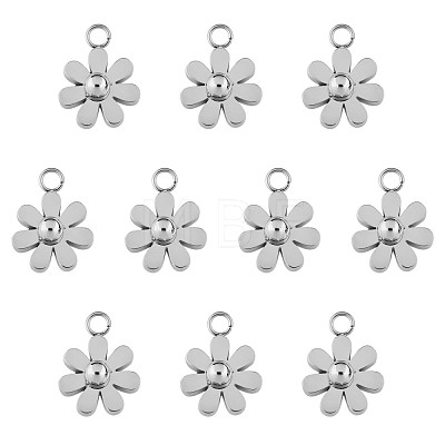 10Pcs 430 Stainless Steel Small Flower Pendants JX236A-1