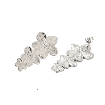 304 Stainless Steel Flower Stud Earrings for Women EJEW-U020-17P-1