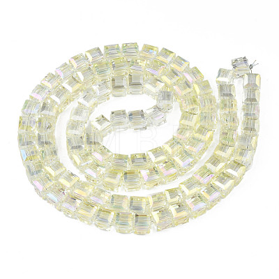 Electroplate Transparent Glass Beads Strands EGLA-N002-28-C03-1