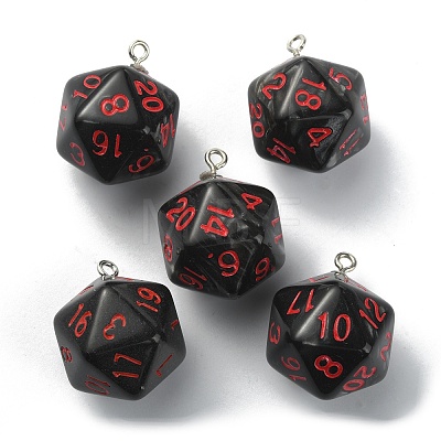 Opaque Resin Polyhedral Dice Pendants FIND-TAC0005-21F-1