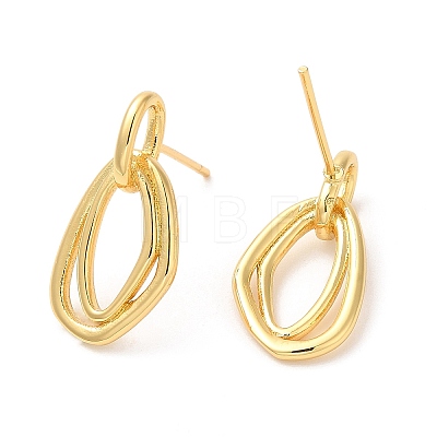 Rack Plating Brass Twist Oval Dangle Stud Earrings EJEW-D061-35G-1