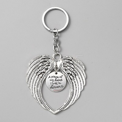 Valentine's Day Big Wing Tibetan Style Alloy Pendant Keychain KEYC-WH0024-27AS-1