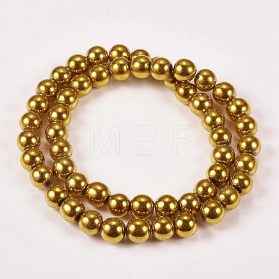 Electroplate Non-magnetic Synthetic Hematite Beads Strands G-J169A-8mm-04-1