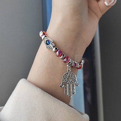 Alloy Turkiye Hamsa Hand Pendant Bracelets XI4763-1-1