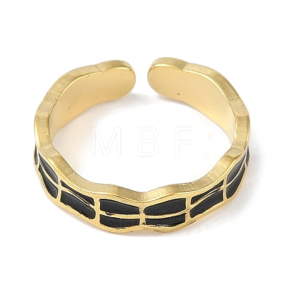 Ion Plating(IP) 304 Stainless Steel Enamel Cuff Finger Rings RJEW-L107-087G-02-1