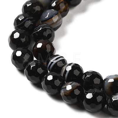 Natural Black Agate Beads Strands G-A246-8mm-04-1