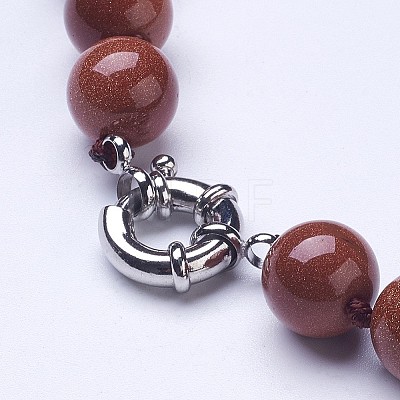 Synthetic Goldstone Beaded Necklaces NJEW-G919-06-1