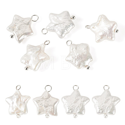 6Pcs Natural Nucleated Baroque Keshi Pearl Pendants PALLOY-TA00374-1