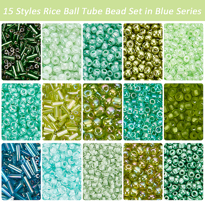   6178Pcs 15 Style Glass Round Seed & Bugle Beads SEED-PH0001-85-1