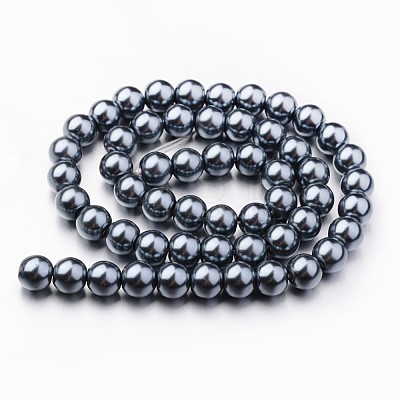 Eco-Friendly Dyed Glass Pearl Round Beads Strands HY-A008-8mm-RB077-1