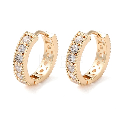 Brass Micro Pave Clear Cubic Zirconia Hoop Earrings EJEW-S234-05G-1