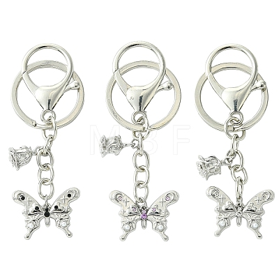 Alloy Rhineston and ABS Plastic Pearl Keychain KEYC-YW00028-01-1