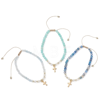 Mixed Stone Braided Bead Bracelets BJEW-JB12958-02-1