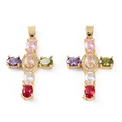 Brass Micro Pave Cubic Zirconia Pendants ZIRC-M116-04G-1