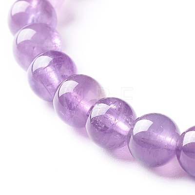 Natural Amethyst Round Beads Stretch Bracelets Set BJEW-JB06980-02-1