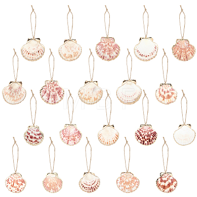 20Pcs Electroplate Sea Shell Pendant Decorations HJEW-BM00067-1