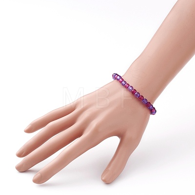 Transparent Acrylic Round Beads Stretch Bracelets for Kids BJEW-JB06505-1