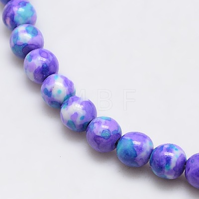 Synthetic Ocean White Jade Beads Strands G-L019-6mm-04-1