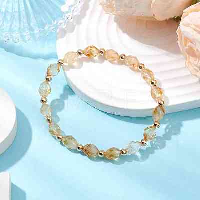 Natural Citrine Beads Bracelets BJEW-JB11223-1