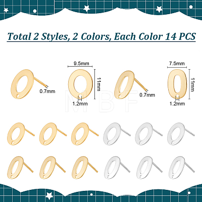 Unicraftale 56Pcs 4 Styles 201 Stainless Steel Stud Earring Findings STAS-UN0047-61-1