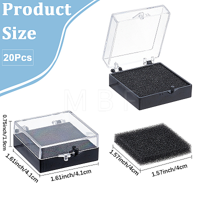 20Pcs Transparent Plastic Loose Diamond Storage Boxes with Sponge Inside CON-CL0001-24-1