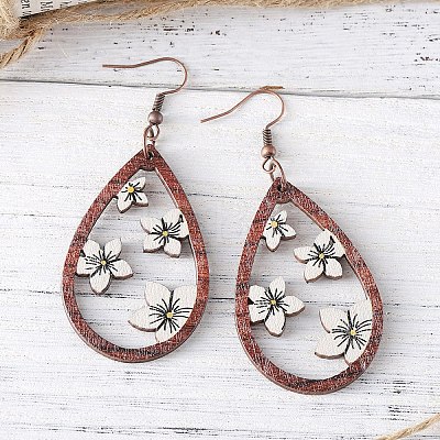 Wood Dangle Earrings FS-WG2DA7D-01-1