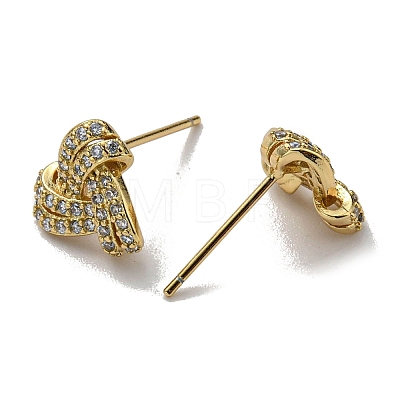 Rack Plating Brass Triangle Stud Earrings with Cubic Zirconia EJEW-D063-07G-1