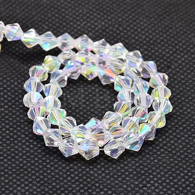 Imitate Austrian Crystal Electroplate Bicone Glass Bead Strands X-GLAA-F029-3x3mm-A01-1