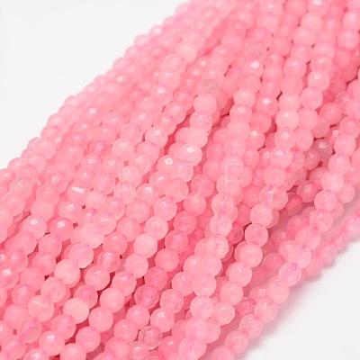 Dyed Natural White Jade Round Beads Strands G-E311-4mm-01-1