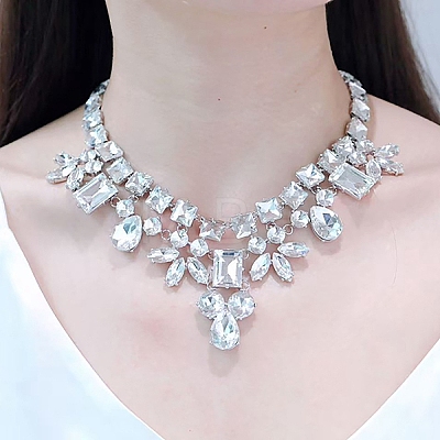 Alloy Full Crystal Rhinestone Geometric Bib Necklaces for Women FS-WG56FB9-01-1