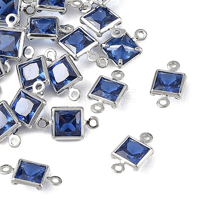 SHEGRACE Brass Pave Cubic Zirconia Square Connector Charms XGRQ2O562-440C-P-1
