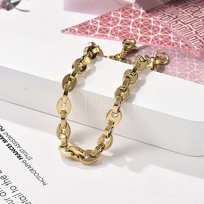 304 Stainless Steel Coffee Bean Chain Bracelets for Women Men BJEW-F488-01G-01-1