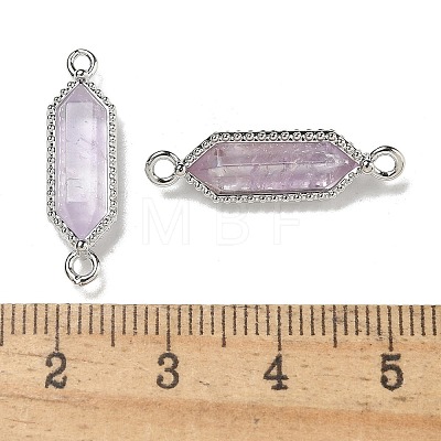 Natural Amethyst Faceted Double Terminal Pointed Hexagon Connector Charms G-G181-04P-02-1