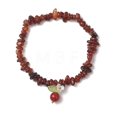 Natural Carnelian Round Charm Bracelets BJEW-JB13142-1