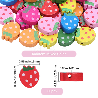 60Pcs Printed Natural Wood Beads WOOD-PA0001-92-1