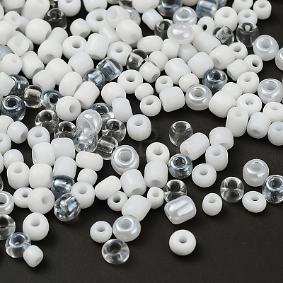 10 Style 12/0 & 8/0 Round Transparent & Silver Lined Round Hole & Trans & Opaque Colours Seed & Ceylon Glass Seed Beads SEED-YW0001-35-1