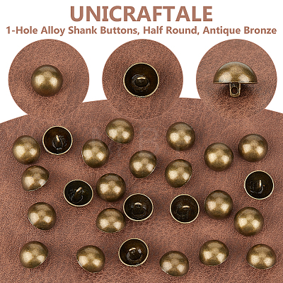 Unicraftale 30Pcs 1-Hole Alloy Shank Buttons FIND-UN0002-82-1