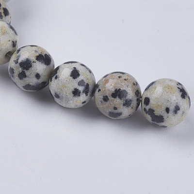 Natural Dalmation Jasper Beads Strands G-G515-8mm-06-1