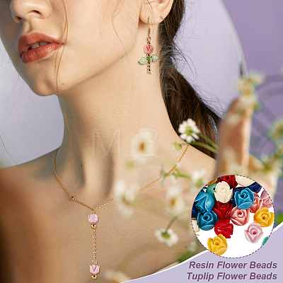 48pcs 8 colors Epoxy Resin Beads RESI-GA0001-28-1
