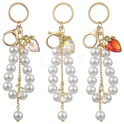 Acrylic & ABS Plastic Pearl Bead Keychains KEYC-YW00299-01-1