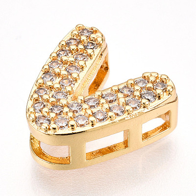 Brass Micro Pave Cubic Zirconia Charms KK-N254-217G-V-1