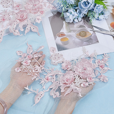 2Pcs 3D Flower Beading Polyster Embroidery Ornaments Accessories DIY-CY0003-64B-1