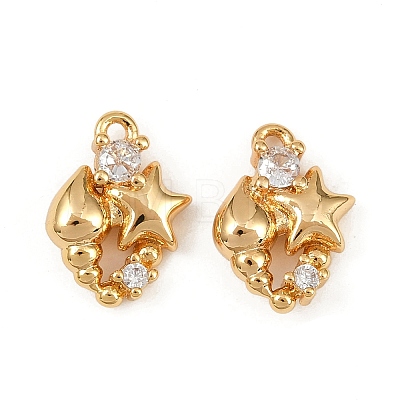 Ocean Theme Brass Micro Pave Cubic Zirconia Charms KK-F902-08T-G-1
