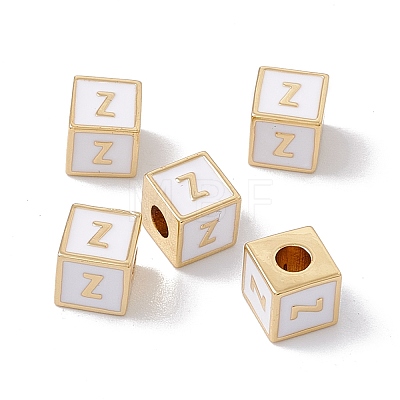 Rack Plating Brass Enamel Beads KK-B060-04G-04Z-1