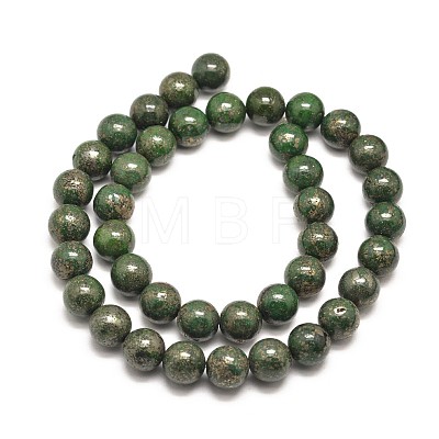 Round Natural Pyrite Beads Strands G-I127-6mm-01-1