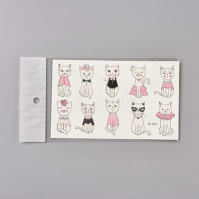 Removable Kitten Temporary Tattoos AJEW-WH0061-B07-1