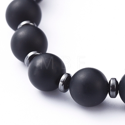 Natural Black Agate Beads Stretch Bracelets X-BJEW-JB05233-1